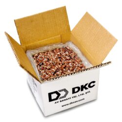 High-quality DKC 9mm 124 Gr FMJ Bullets with copper jackets, arranged in a 2500-piece case, designed for precision and reliability.